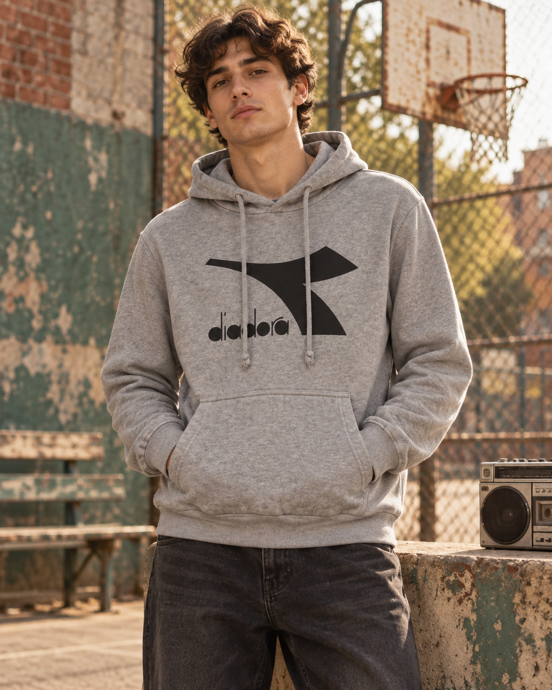 Diadora Ανδρικό Φούτερ Γκρι – S