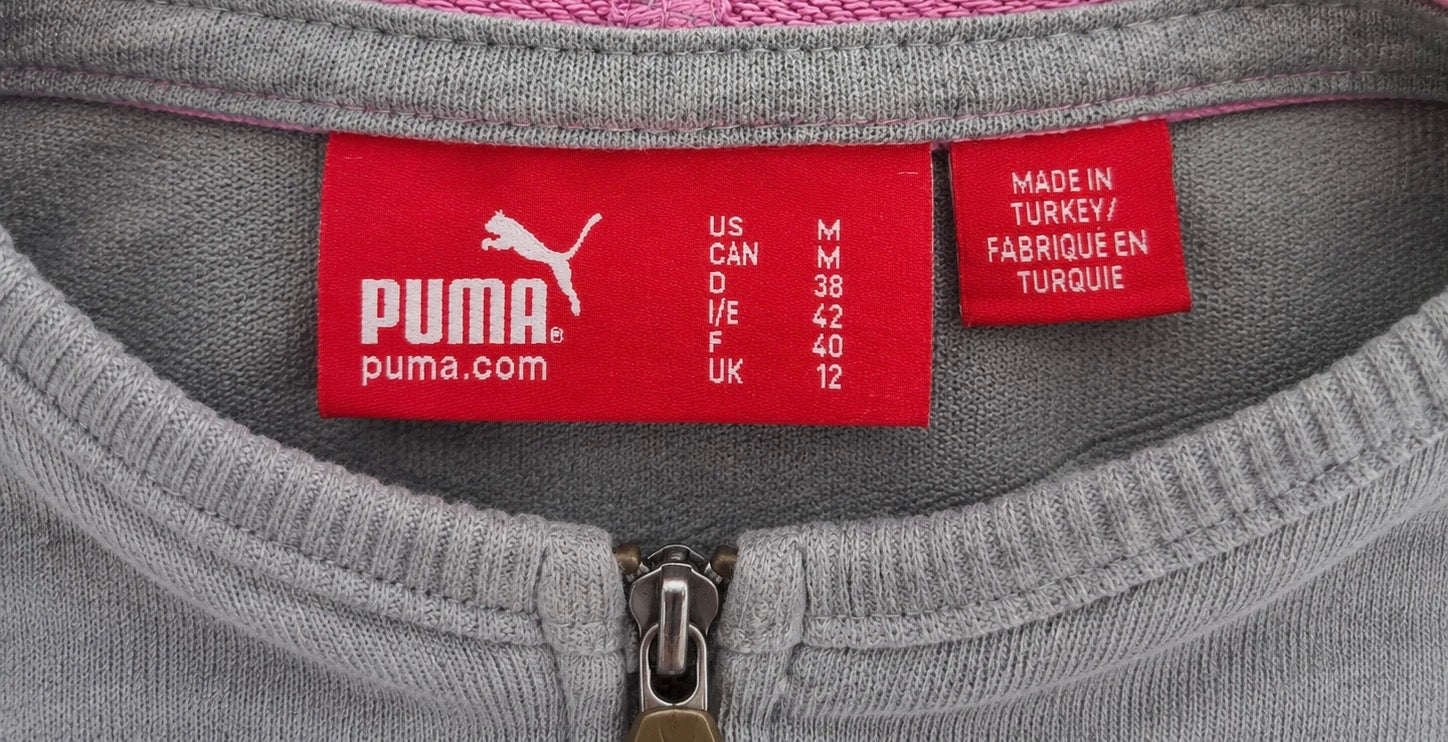 Puma Zip Hoodie – Grey/Pink-M