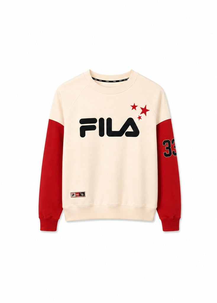 FILA Fusion Ανδρικό Φούτερ – Εκρού/Κόκκινο – XS