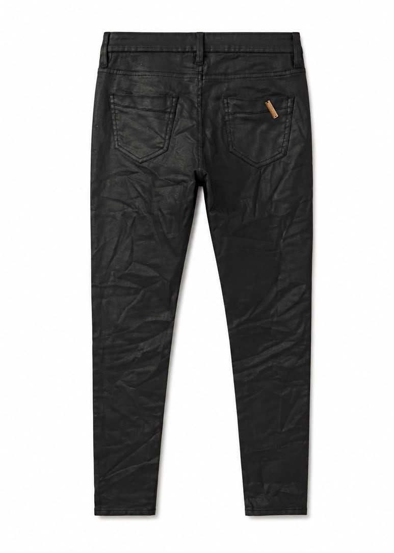 Massimo Dutti Γυναικείο Μαύρο Coated Skinny Παντελόνι-L
