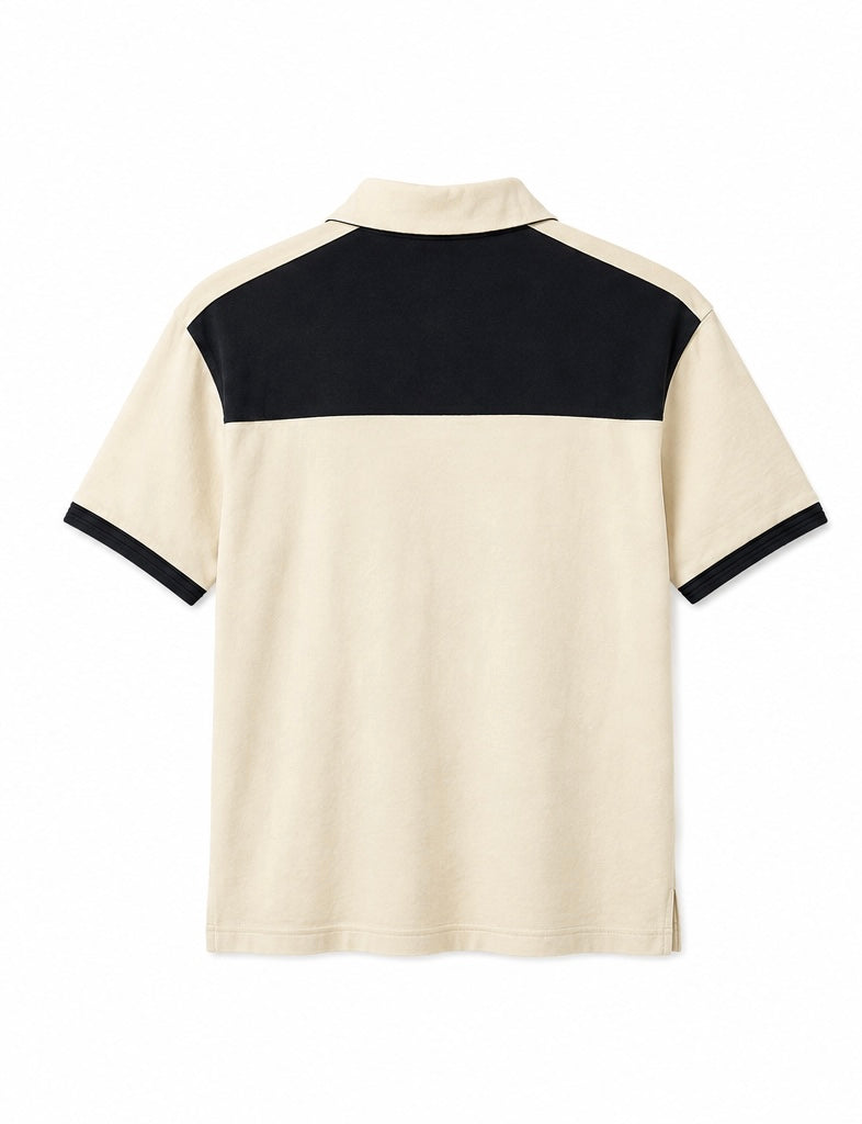 Diesel Vintage Ανδρικό Zip Polo Εκρού/Μαύρο L