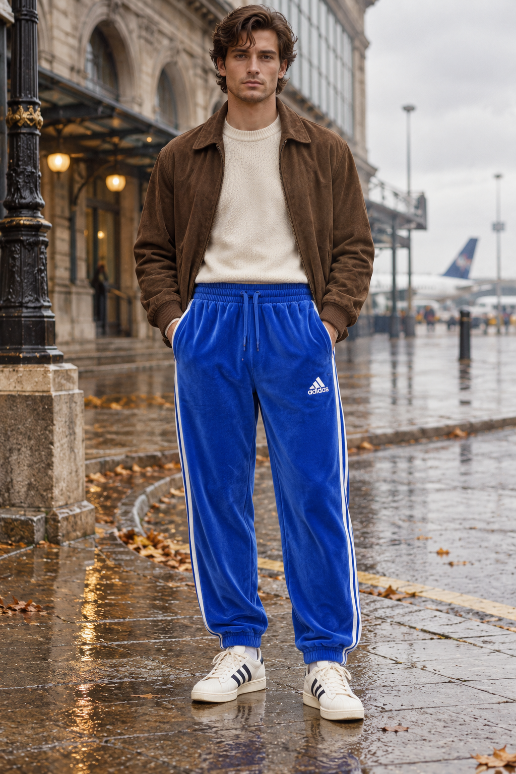 Adidas Ανδρικό Παντελόνι Φόρμας Μπλε - M