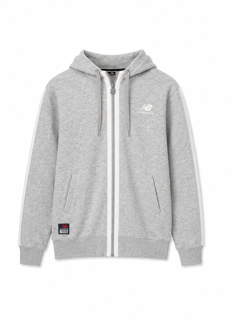 New Balance Ανδρική Ζακέτα Φούτερ με Κουκούλα – Γκρι – XL