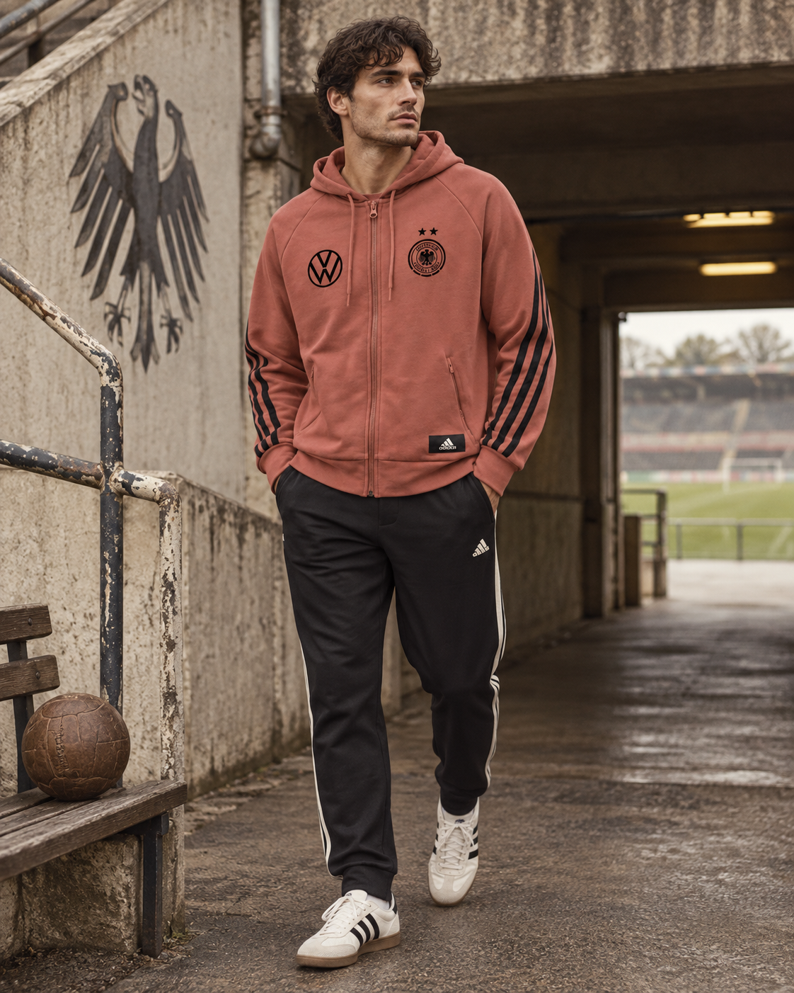 Adidas Ανδρική Ζακέτα Κεραμιδί – S