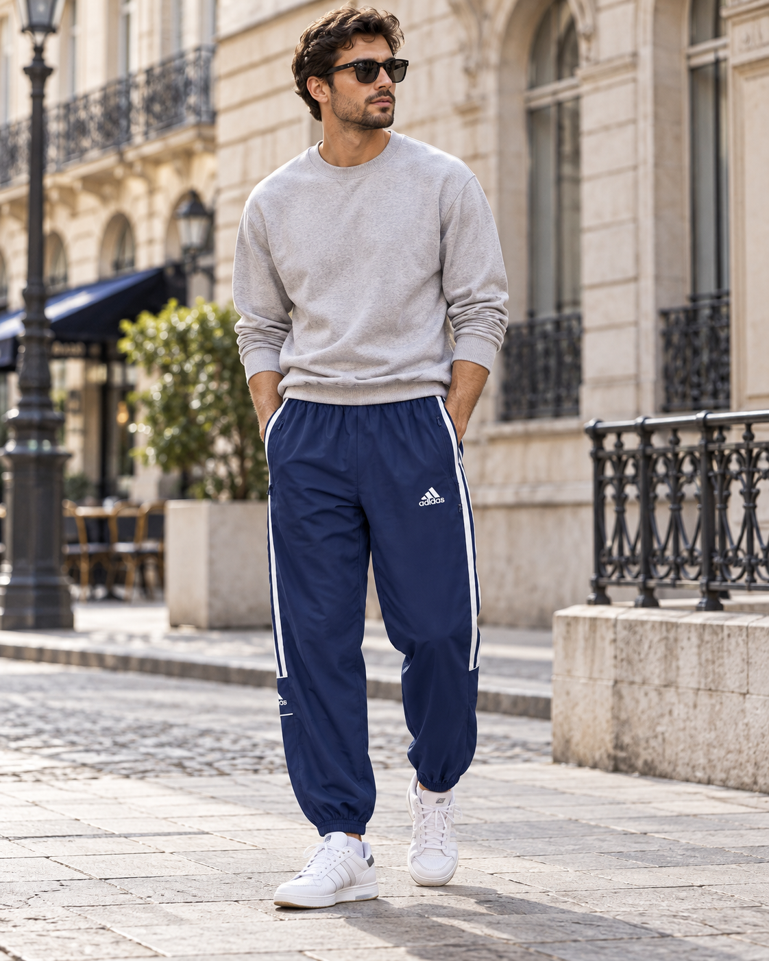 Adidas Ανδρικό Παντελόνι Φόρμας Μπλε - M
