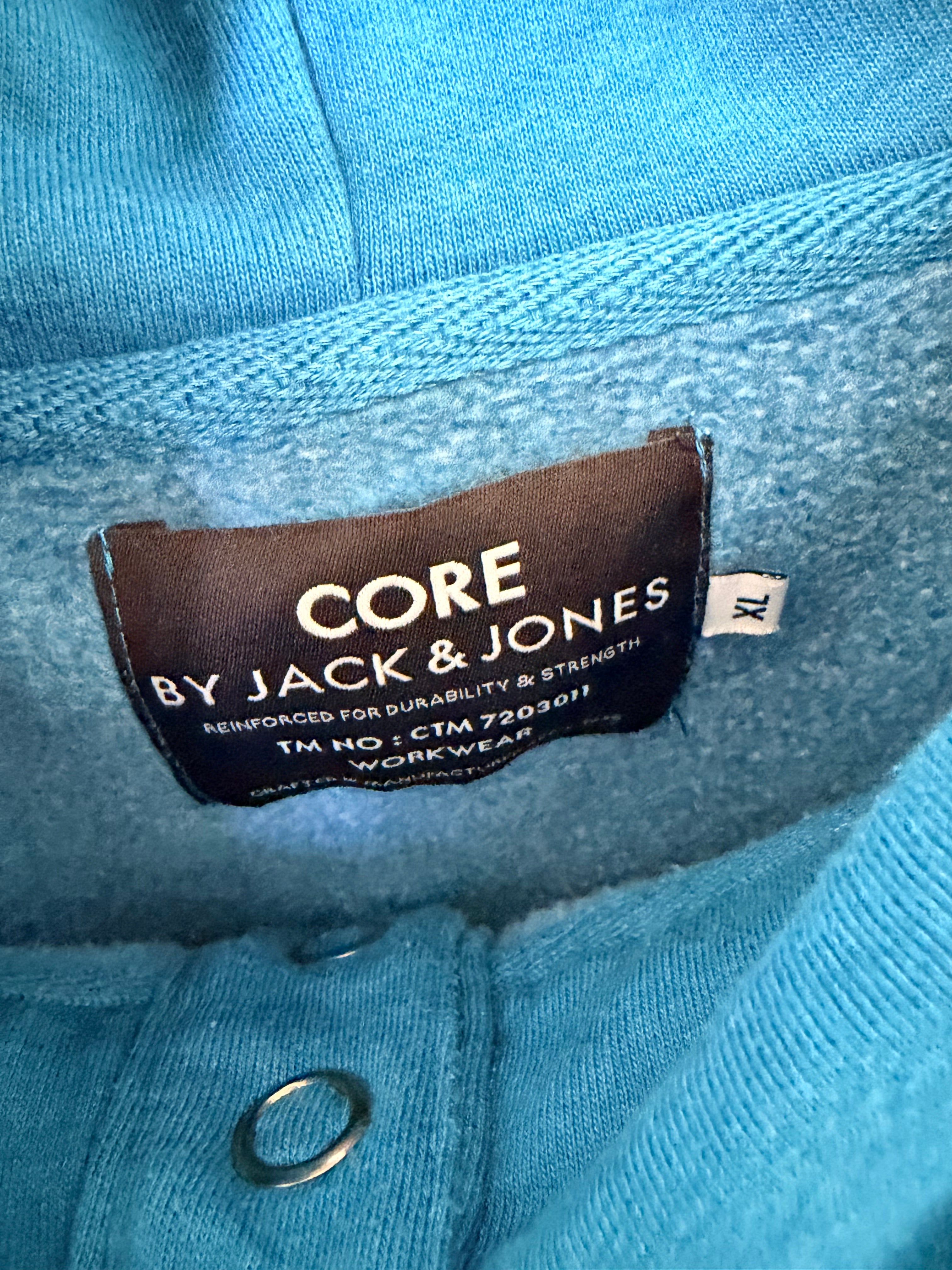Jack & Jones CORE Μπλε Pullover Hoodie με Κουμπιά-XL