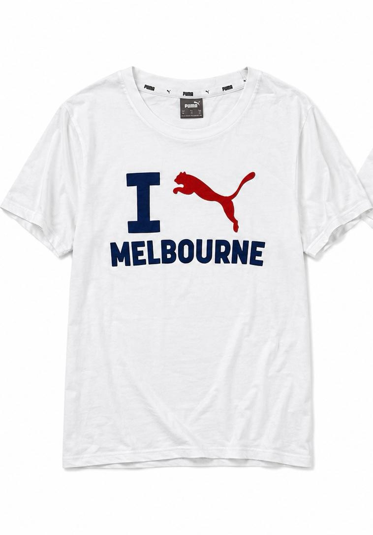 Puma Melbourne Logo T-Shirt – White – XL