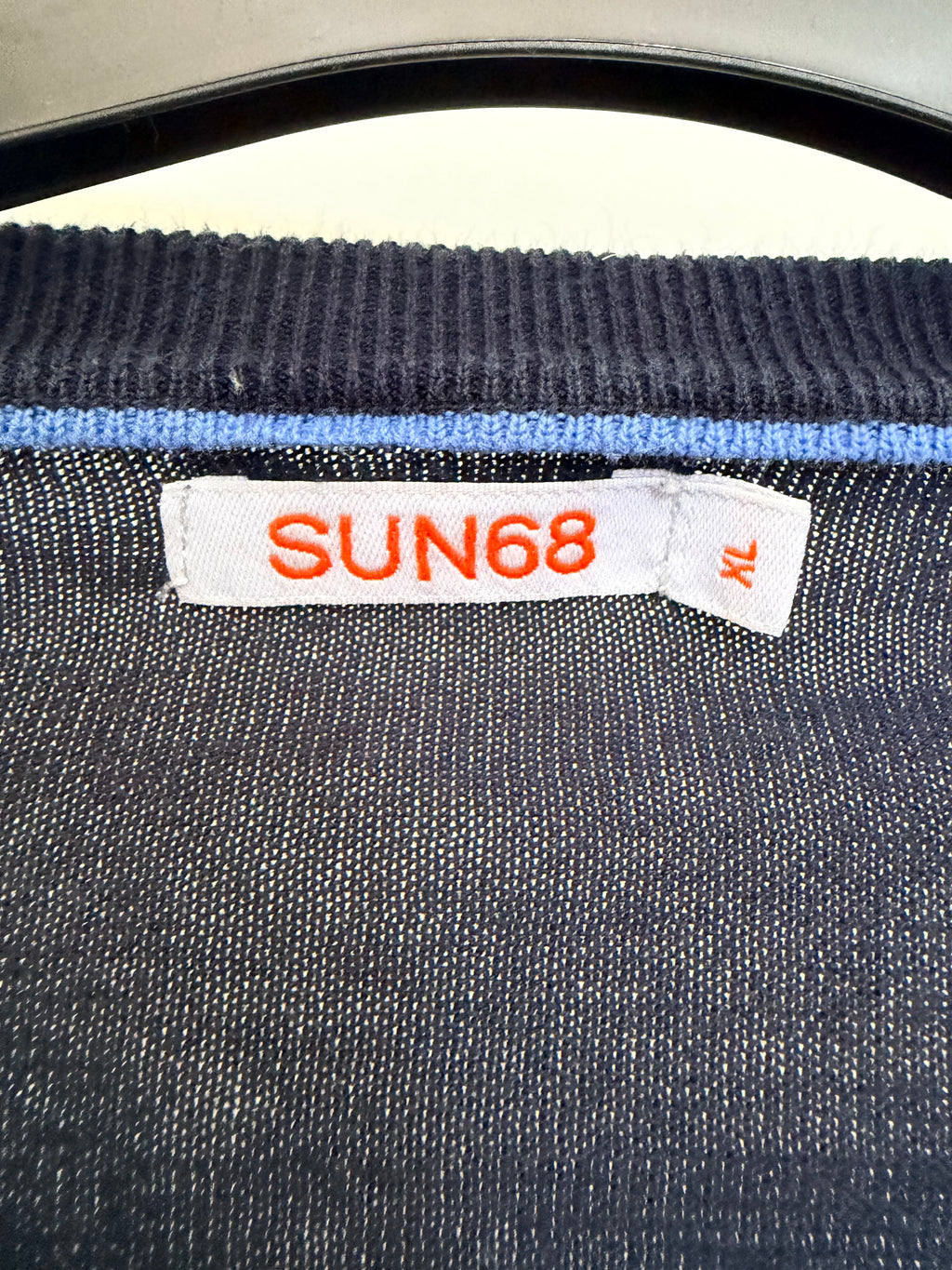 SUN68 Ανδρικό Navy Μπλε Πλεκτό Crewneck με Logo-XL