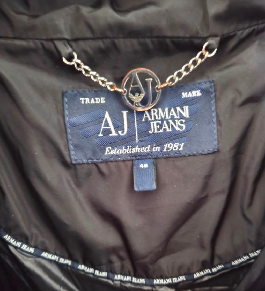 Armani Jeans Γυναικείο Καπιτονέ Μπουφάν Μαύρο με Αποσπώμενη Κουκούλα-XL