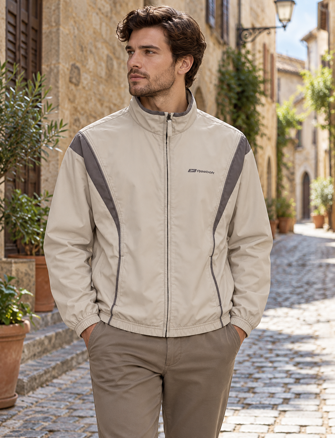 Reebok Ανδρική Ζακέτα Μπεζ - M