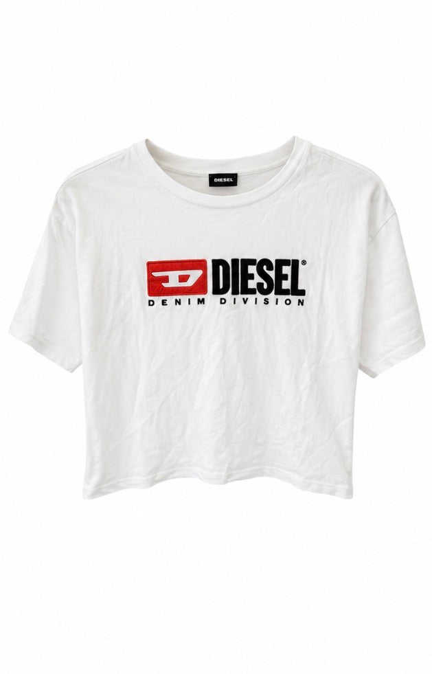 Diesel Denim Division Crop T-Shirt Λευκό-S