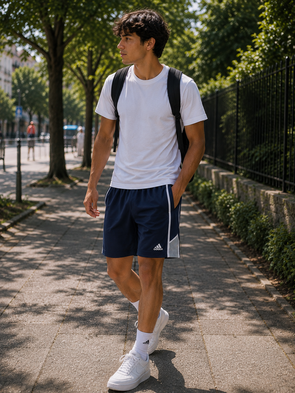 Adidas Ανδρικό Αθλητικό Σορτς – Μπλε Navy/Λευκό – M