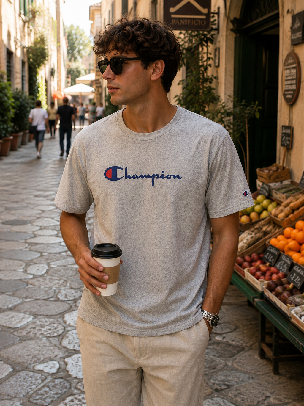 Champion Ανδρικό T-Shirt Μπλουζάκι – Γκρι – XL