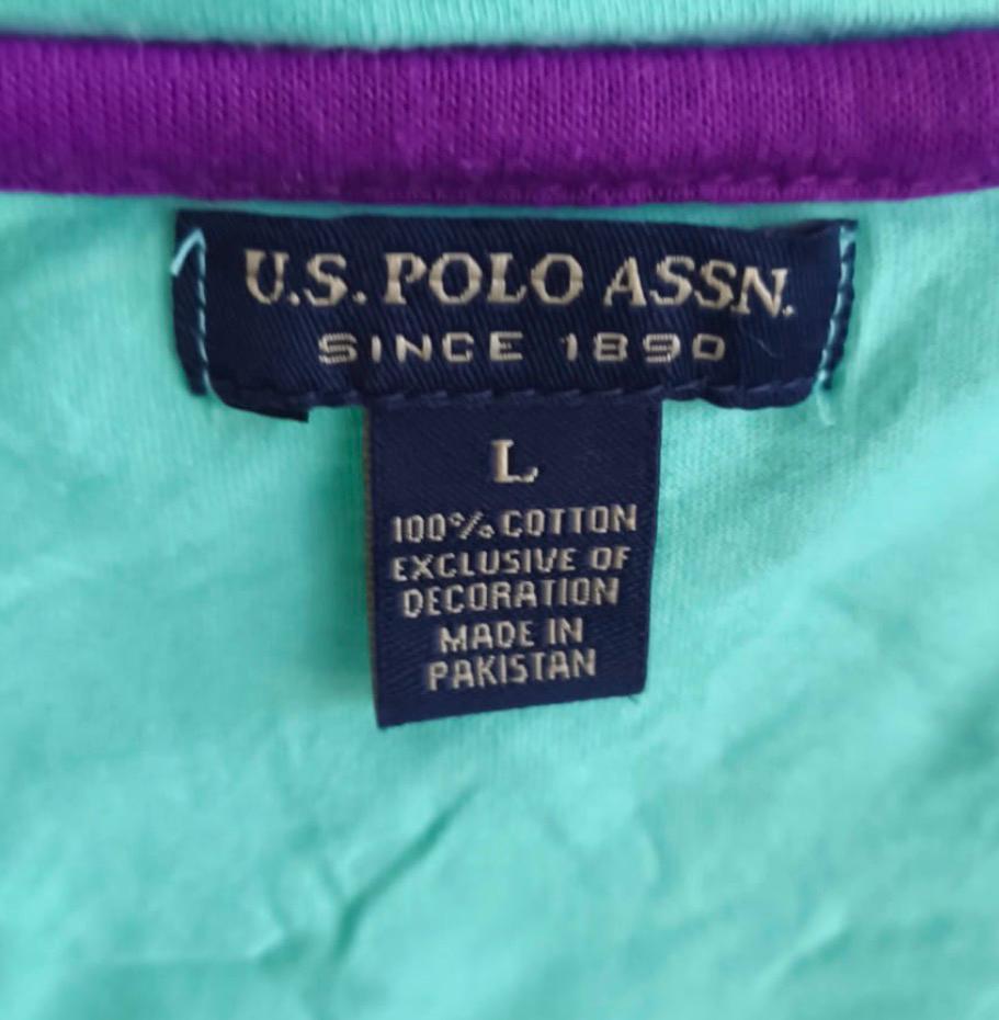 U.S. Polo Assn. Γυναικείο Crop T-Shirt Μπλουζάκι – Τιρκουάζ – L