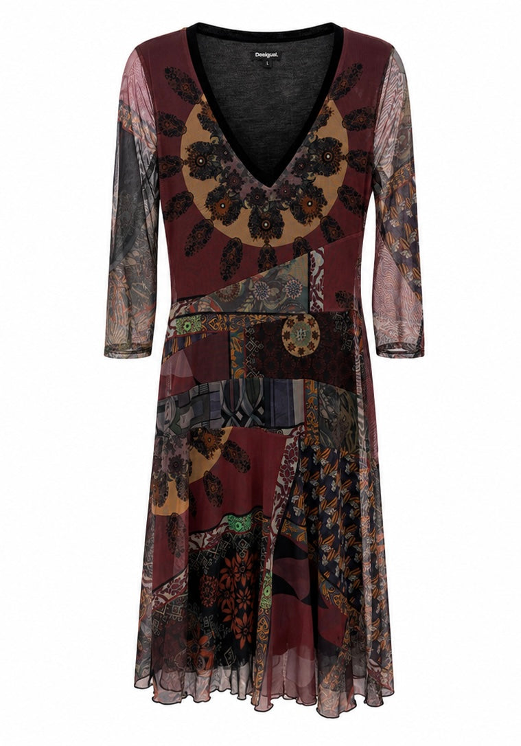 Desigual Patchwork Mesh Dress – Multicolor-L
