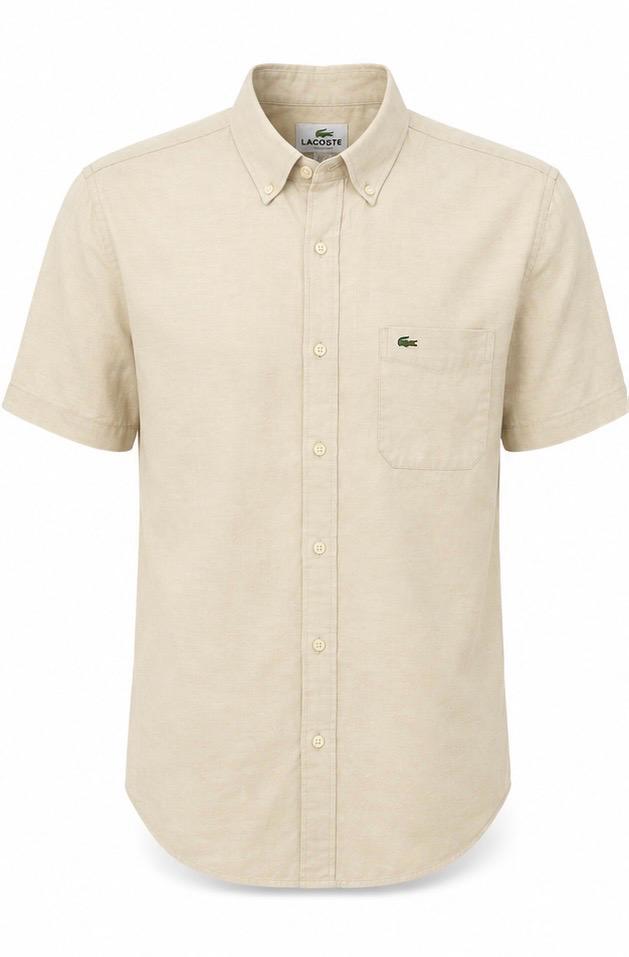 Lacoste Ανδρικό Κοντομάνικο Πουκάμισο – Μπεζ – XL