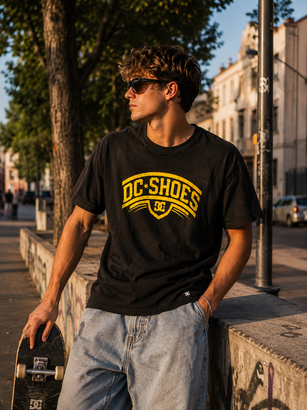 DC Shoes Ανδρικό T-Shirt Μπλουζάκι – Μαύρο/Κίτρινο –M