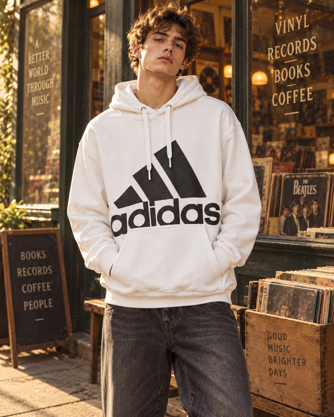 Adidas Ανδρικό Φούτερ Λευκό – M