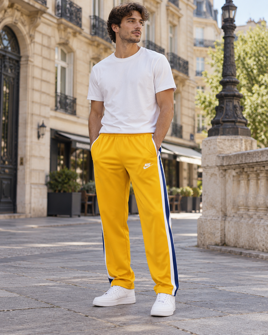 Nike Ανδρικό Παντελόνι Φόρμας Κίτρινο - L