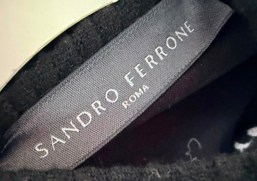 Sandro Ferrone Γυναικεία Πλεκτή Μπλούζα Μαύρη με Λευκό Print-M