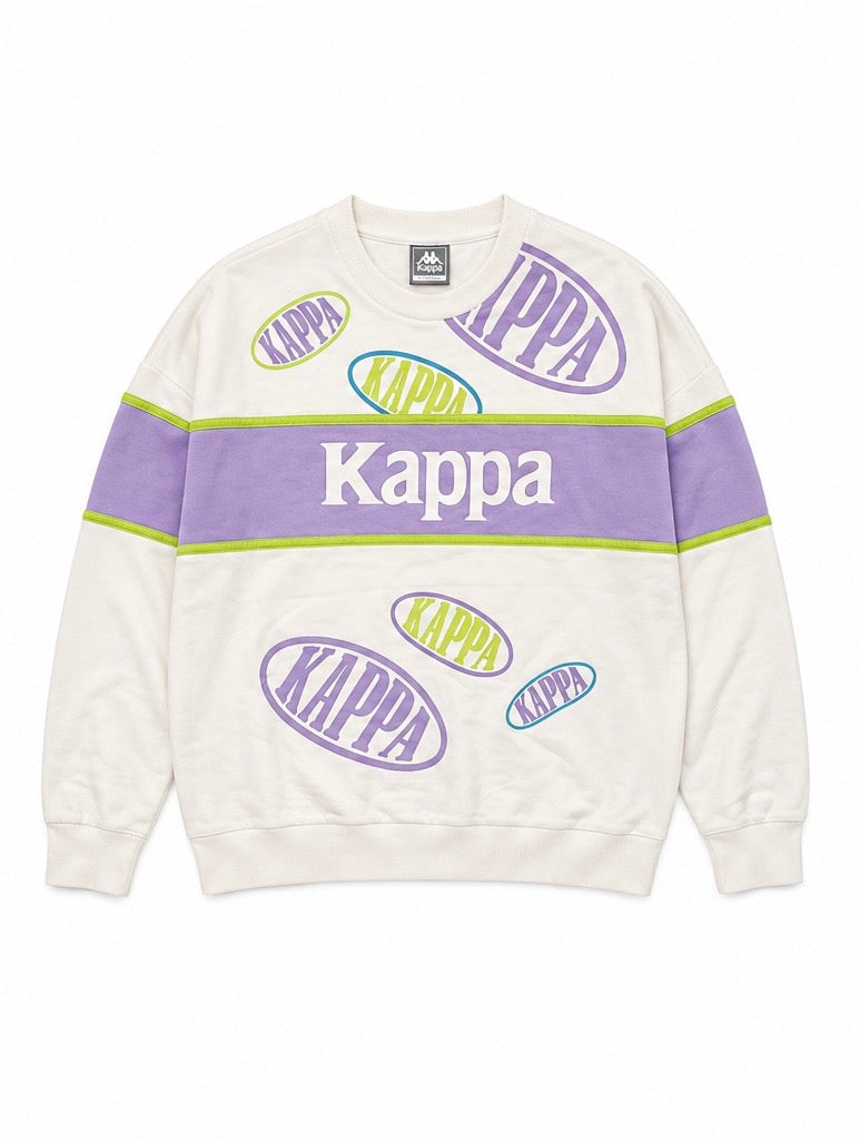 Kappa Φούτερ Μπλούζα – Εκρού / Λιλά – Πολύχρωμο Logo-L