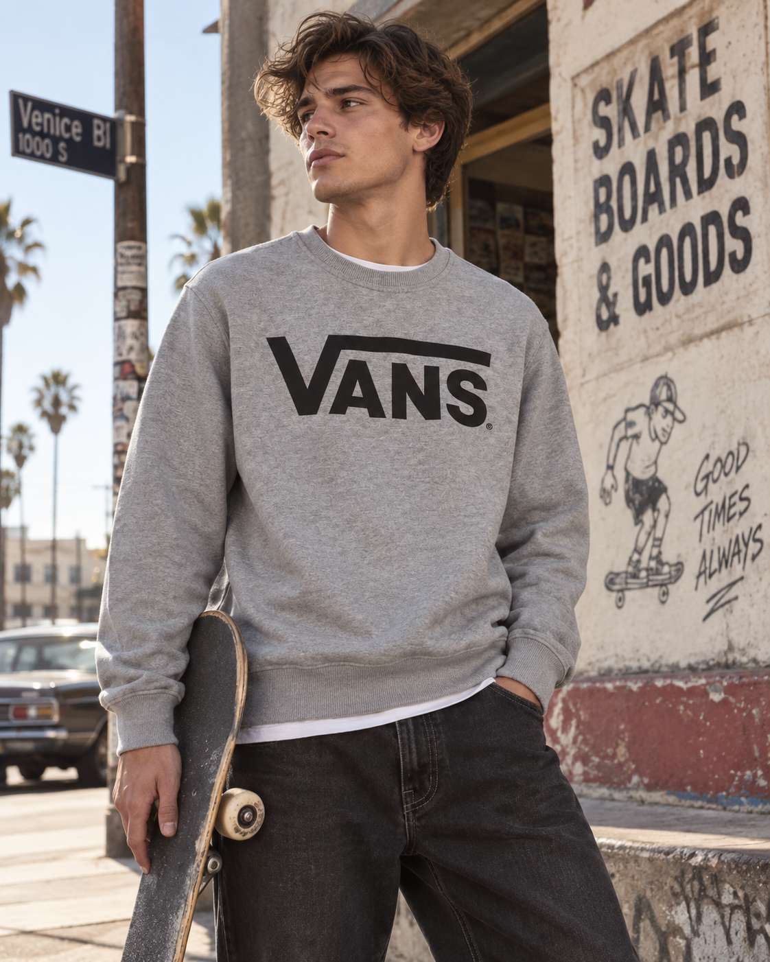 Vans Ανδρικό Φούτερ Γκρι – XS