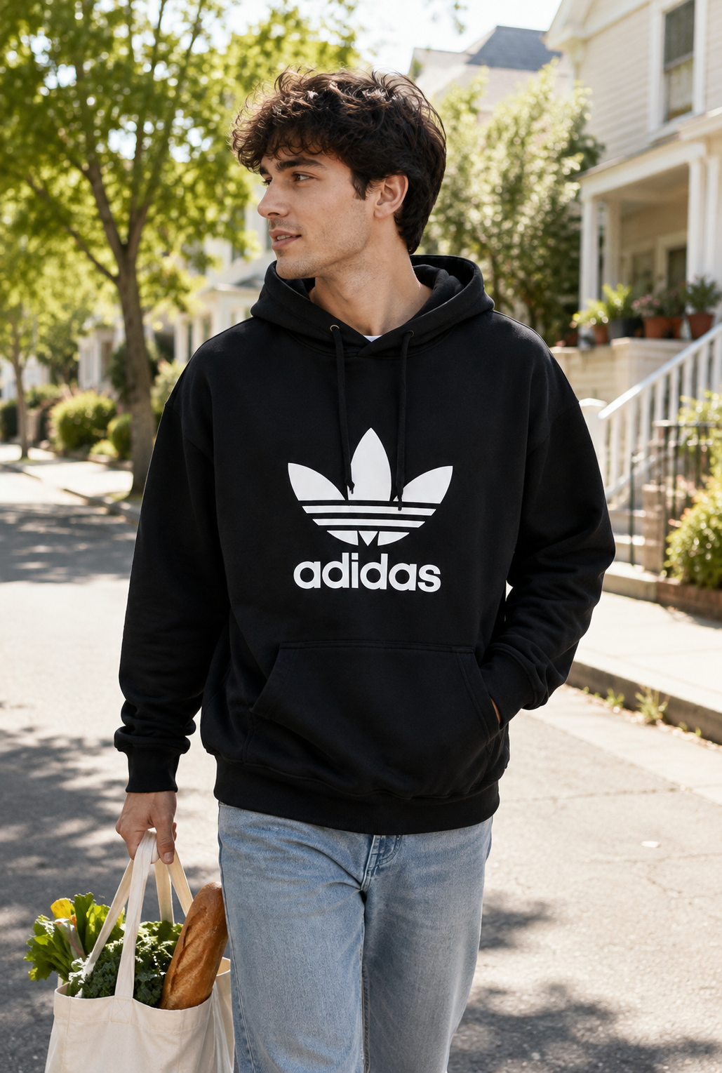 Adidas Originals Ανδρικό Φούτερ με Κουκούλα – Μαύρο – XS