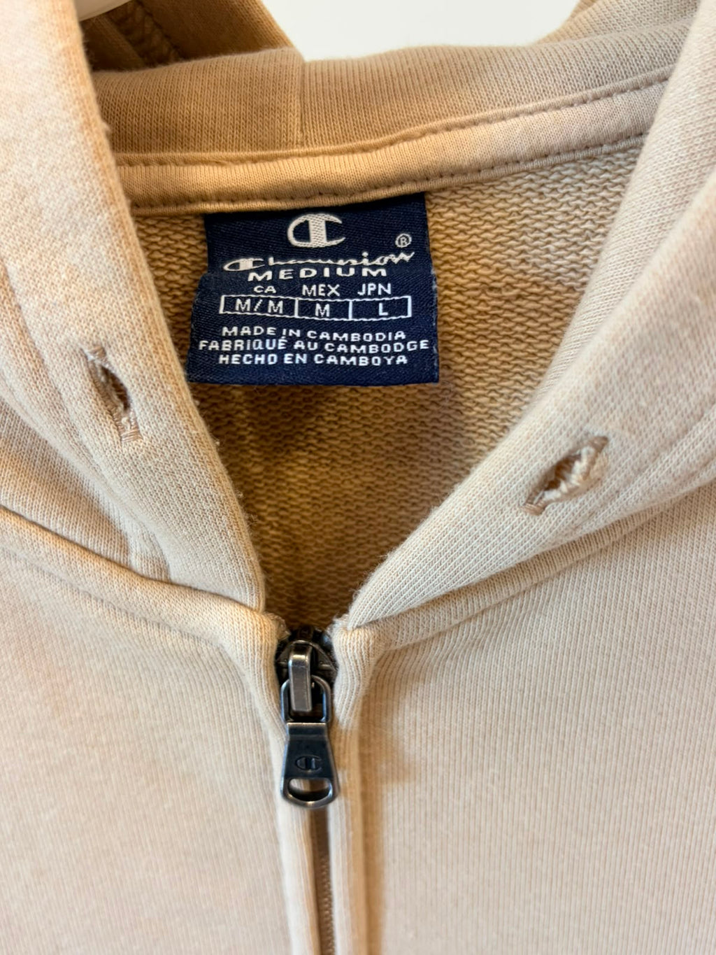 Champion Full Zip Hoodie – Beige-M