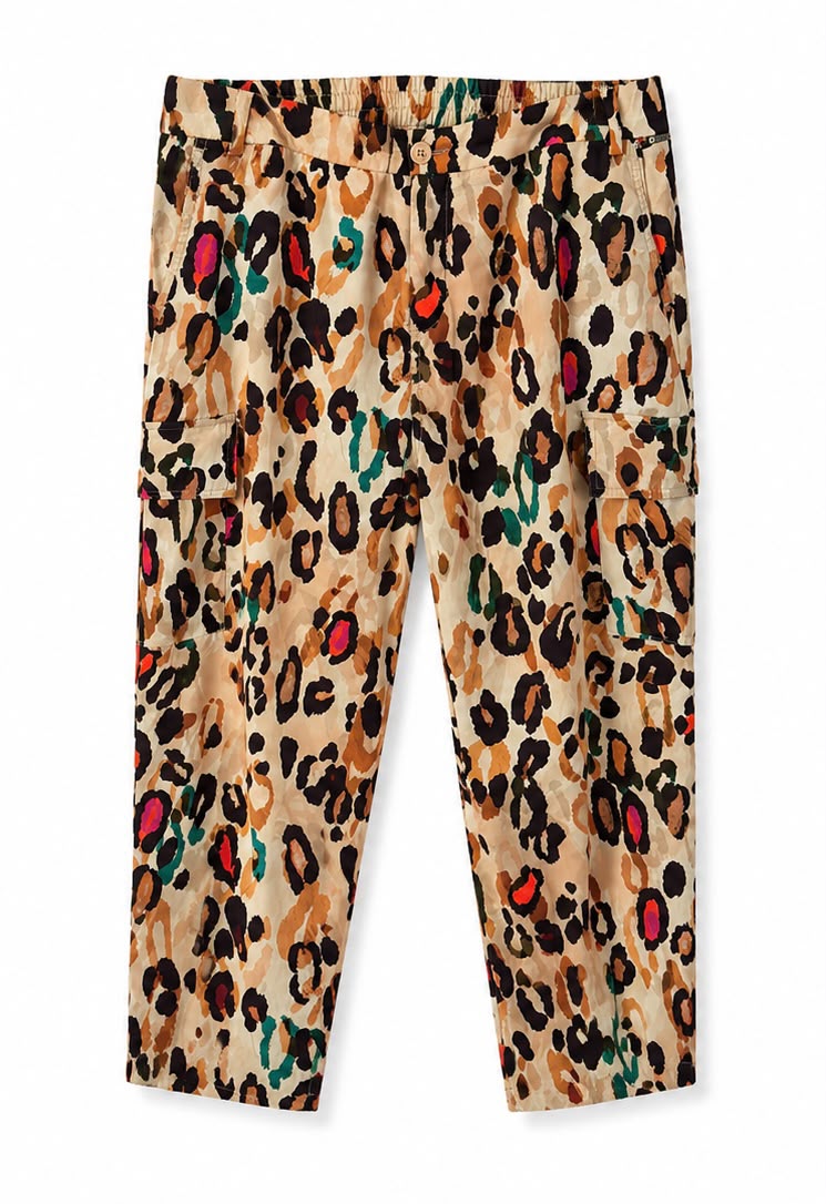 Liu Jo Milano Γυναικείο Cargo Παντελόνι Leopard Print-L
