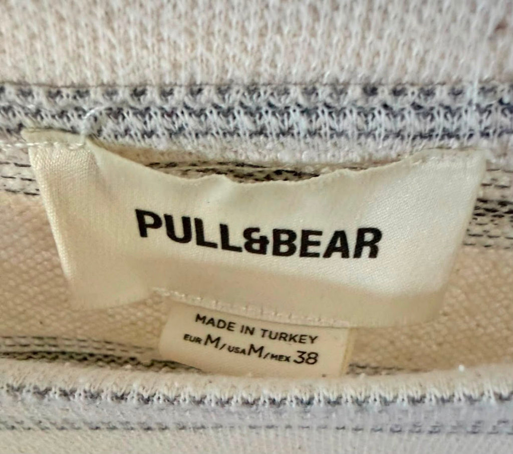 Pull&Bear Ανδρικό Ριγέ Μπλουζάκι – Εκρού – M