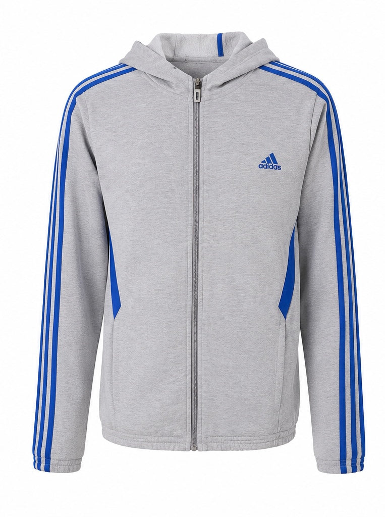 Adidas 3-Stripes Γκρι Full Zip Hoodie Jacket-XL