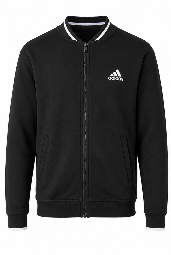 Adidas Μαύρη Full Zip Ζακέτα Bomber με Μεγάλο Logo Πλάτης-M