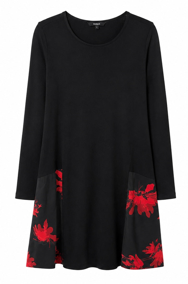 Desigual Black Floral Dress – Black/Red-L
