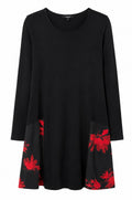 Desigual Black Floral Dress – Black/Red-L