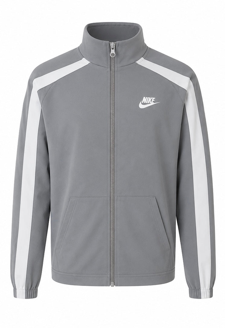 Nike Γκρι Full Zip Track Jacket με Μεγάλο Logo Πλάτης-XL