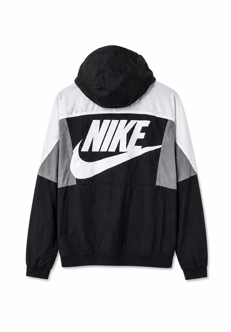 Nike Ανδρικό Αντιανεμικό Μπουφάν με Κουκούλα – Μαύρο/Λευκό/Γκρι – L