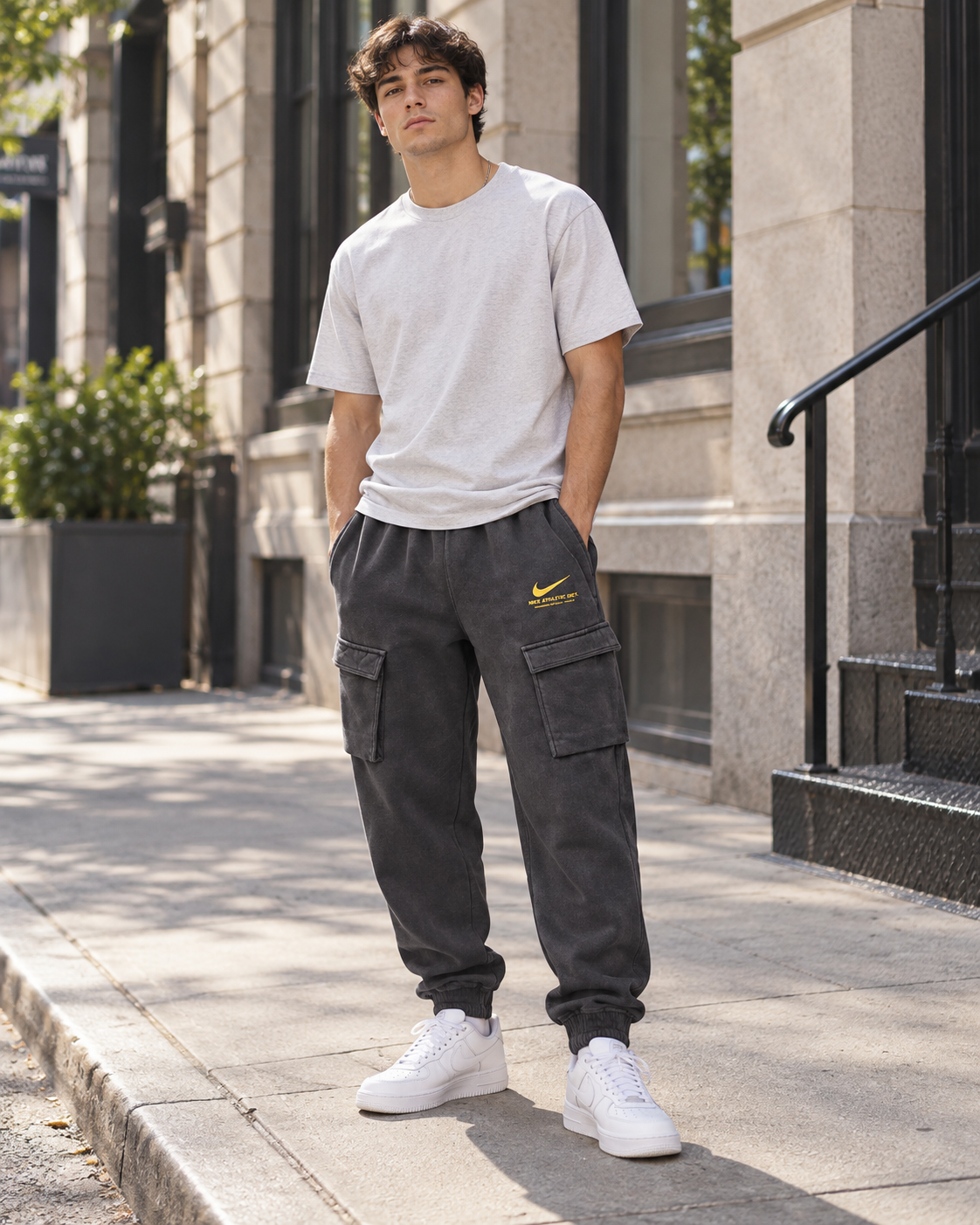 Nike Ανδρικό Cargo Παντελόνι Φόρμας Γκρι - L