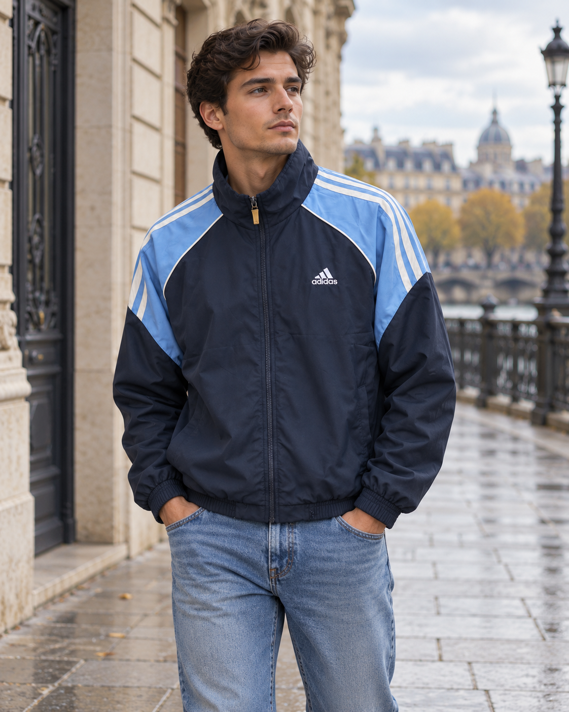 Adidas Ανδρικό Μπουφάν Μπλε - XL