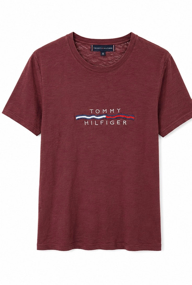 Tommy Hilfiger Logo T-Shirt Burgundy – M