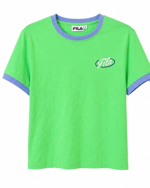 FILA Neon Green Ringer T-Shirt-S