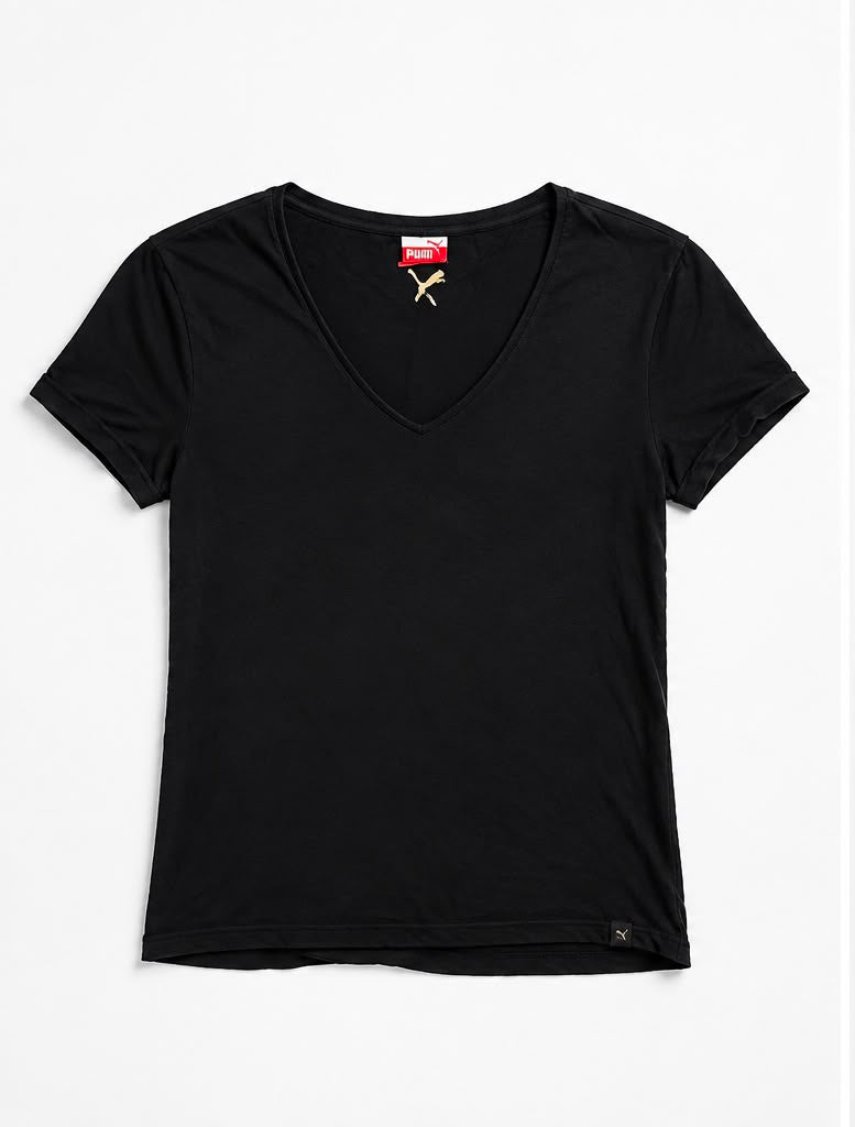 Puma Γυναικείο T-Shirt Μπλουζάκι V-Neck – Μαύρο – XL