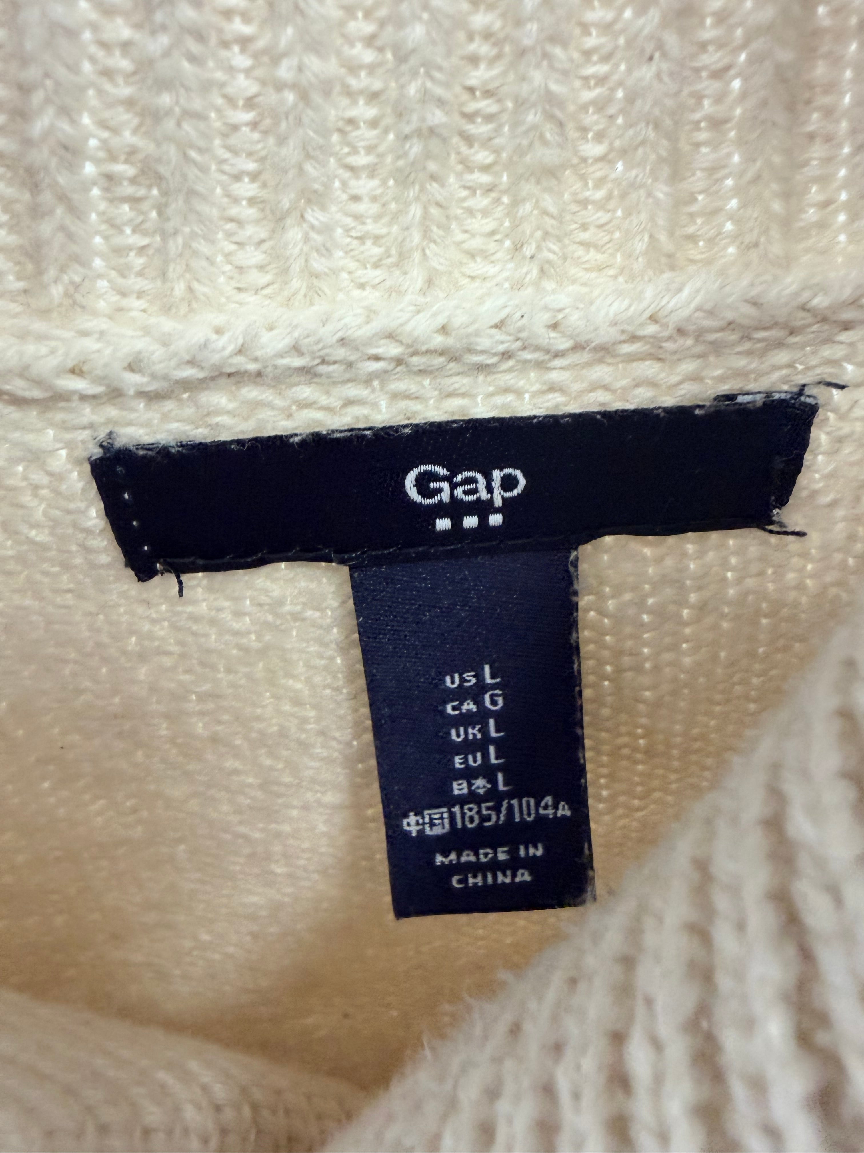 GAP Fair Isle Shawl Collar Sweater – Cream/Navy-L