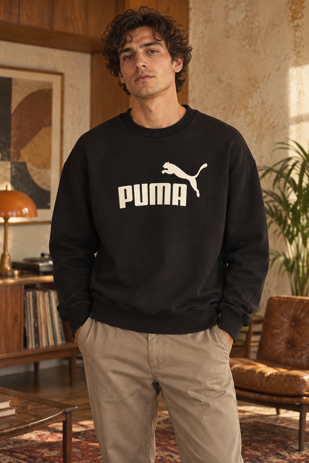 Puma ανδρικό Φούτερ Μαύρο - S