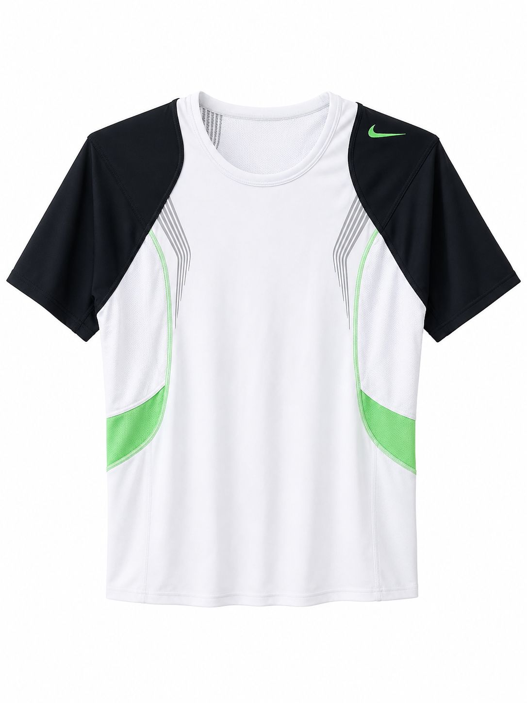 Nike Dri-FIT Performance Running T-Shirt – White/Black/Volt-M