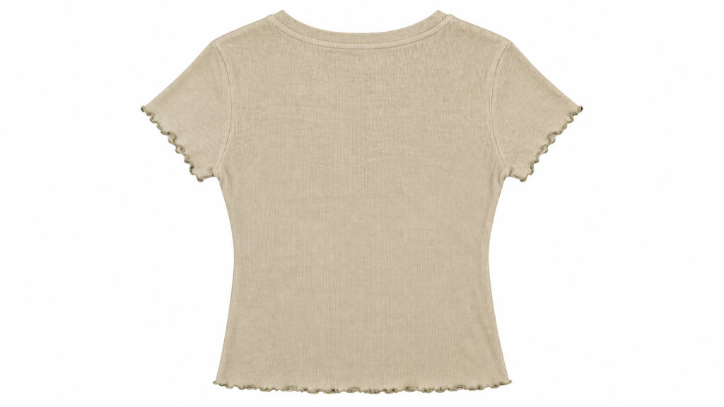 Guess Γυναικείο Ribbed Μπλουζάκι – Μπεζ – S