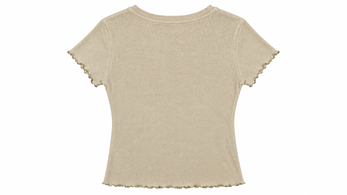 Guess Γυναικείο Ribbed Μπλουζάκι – Μπεζ – S
