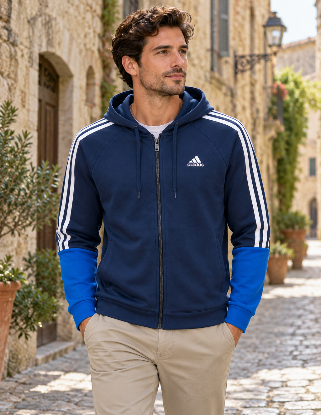 Adidas Ανδρική Ζακέτα Μπλε - XL