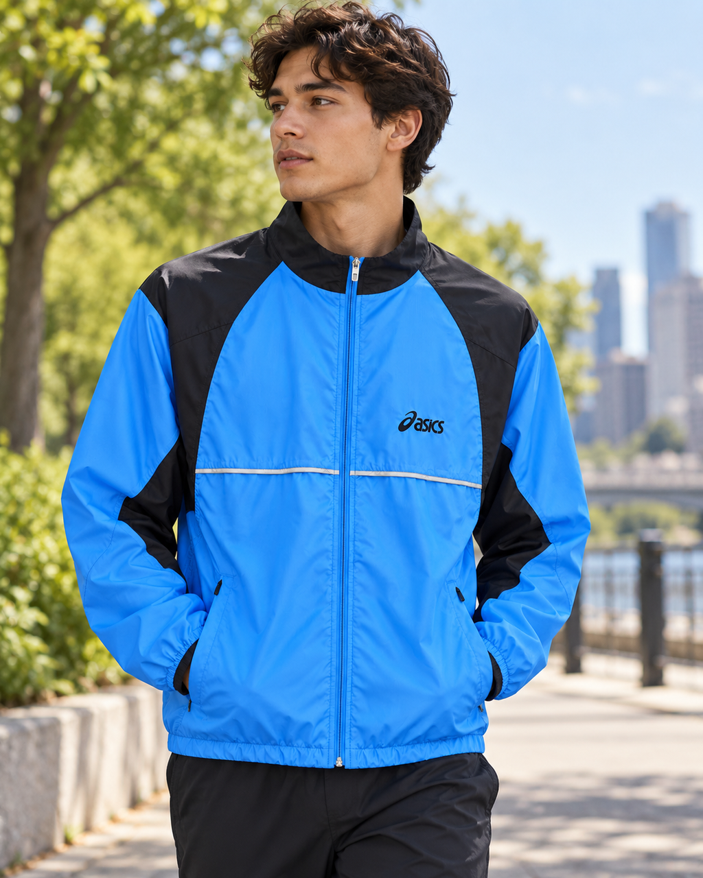 ASICS Ανδρικό Μπουφάν Μπλε - XL