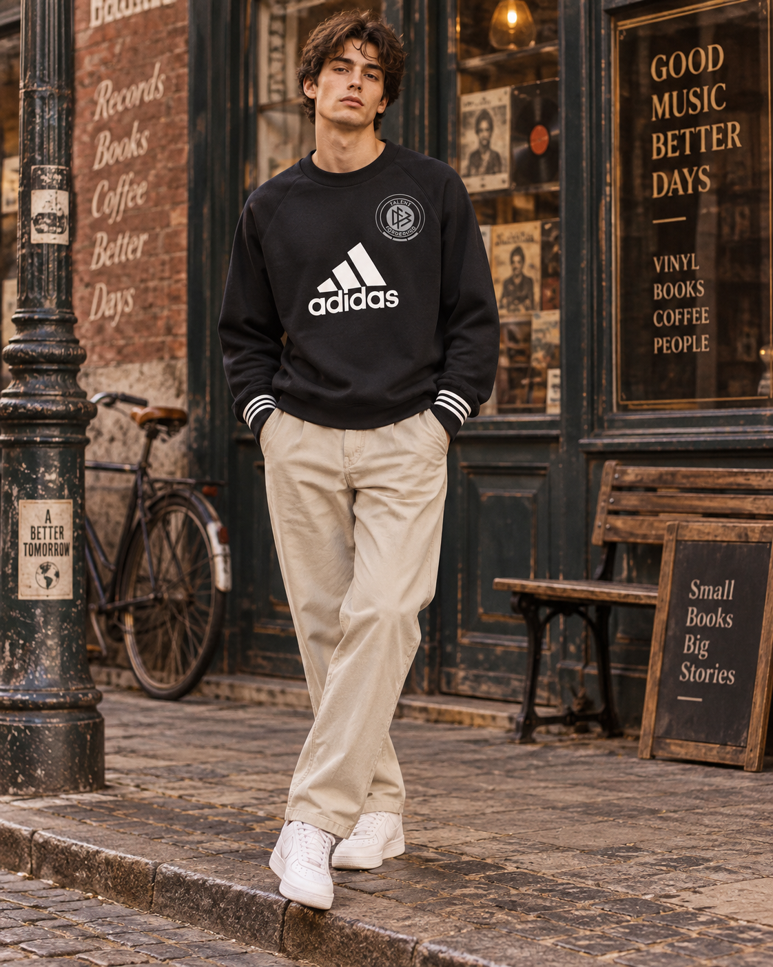 Adidas Ανδρικό Φούτερ Μαύρο – M