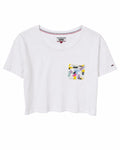 Tommy Jeans Γυναικείο Crop T-Shirt Λευκό με Τσέπη-S